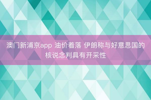 澳門新浦京app 油價著落 伊朗稱與好意思國的核說念判具有開采性